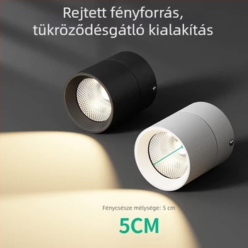 Állítható szögű LED downlight spot, felületi szerelés, lyuk nélküli hordó alakú lámpa nappaliba, háttérfalhoz és előszobába