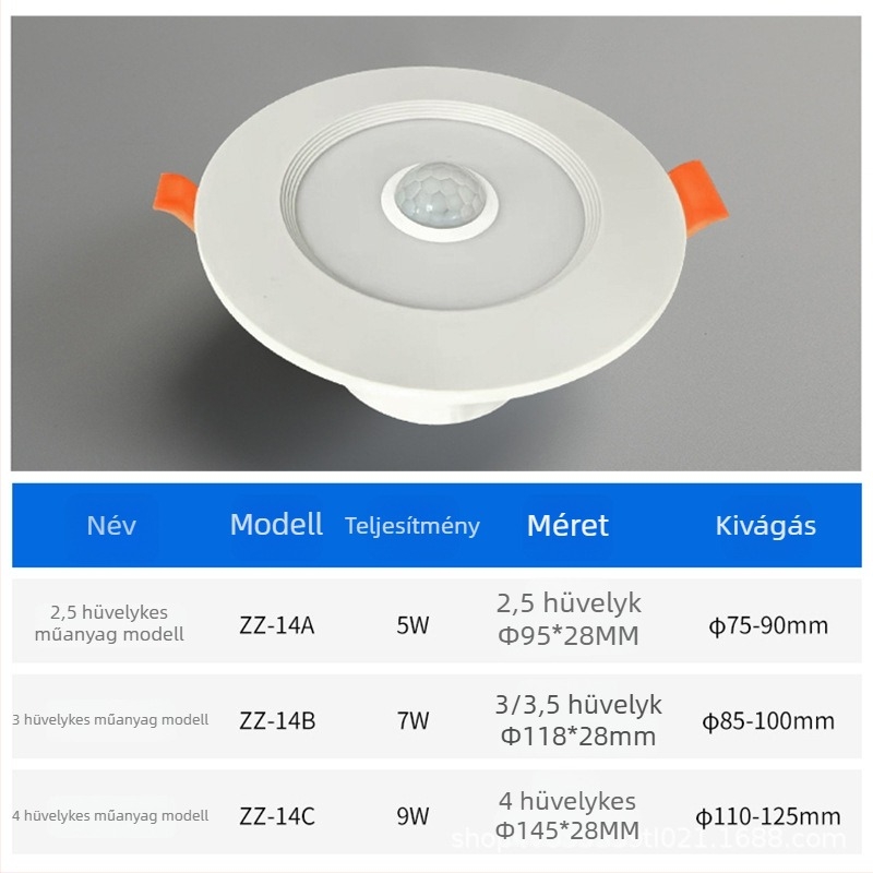 Mozgásérzékelős beépített LED downlight, vészvilágítás a bejárathoz és a folyosóhoz, intelligens radar szenzorral