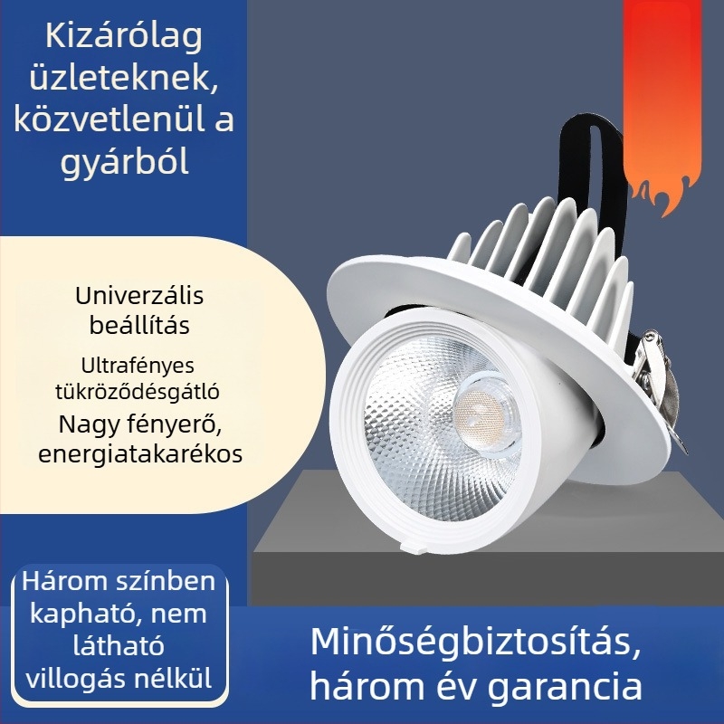 4 hüvelykes LED beépített falmosó spotlámpa állítható szöggel, teleszkópos, tükröződésmentes fény ruházati üzlethez