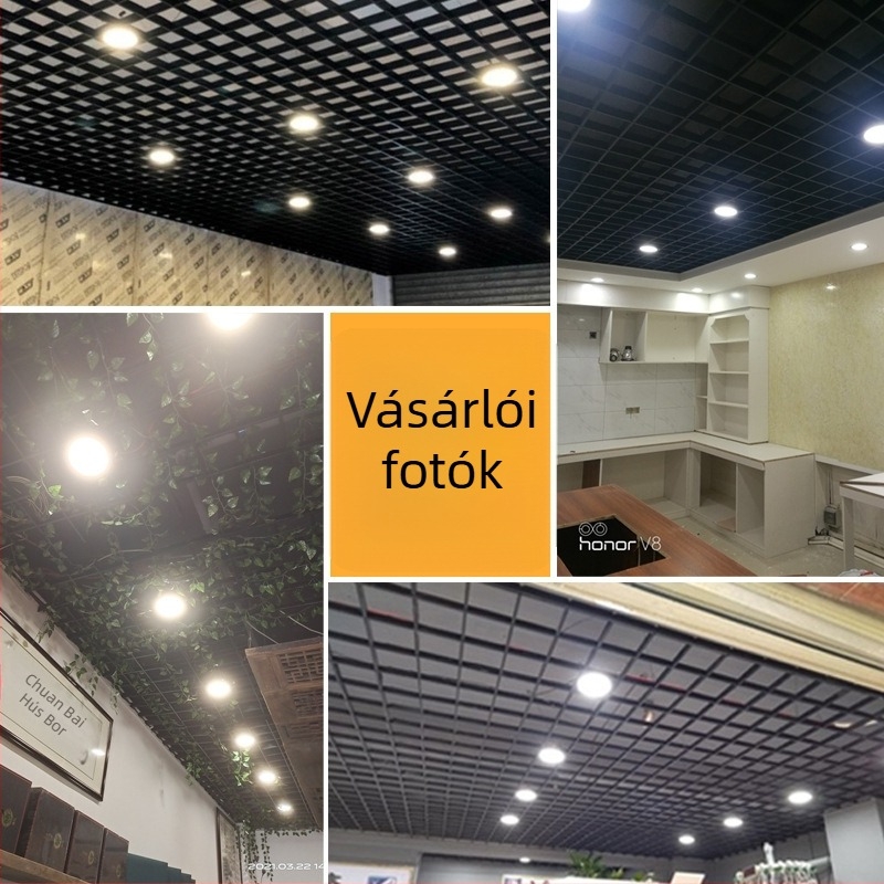 Kétfejű téglalap alakú beépített LED-downlight nappalira, mennyezet 15×15 rácsokkal