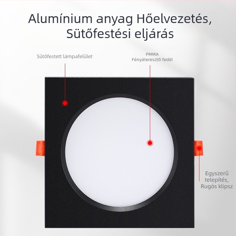 Kétfejű téglalap alakú beépített LED-downlight nappalira, mennyezet 15×15 rácsokkal