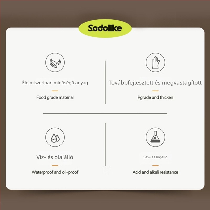 Sodolike nitril kesztyűk, élelmiszer-minőségűek, konyhai mosogatáshoz, egyszer használatos, hosszított hosszúságú, olajálló