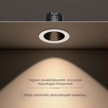 LED beépített spotlámpa, 75 mm mély csésze, hegyes formájú, szemvédő, anti-glare, mennyezeti lámpa nappalira és folyosóra, alumíniumötvözet, 36V
