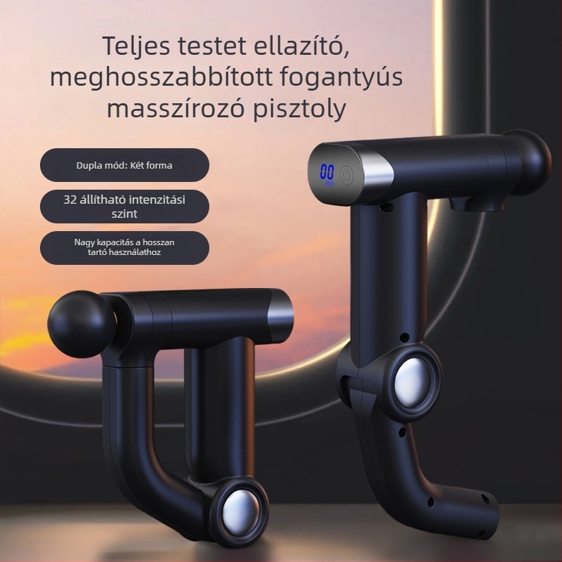 Tölthető hosszú nyélű fascia masszírozó hát- és lábizmok ellazítására – több formájú fejjel, otthoni használatra