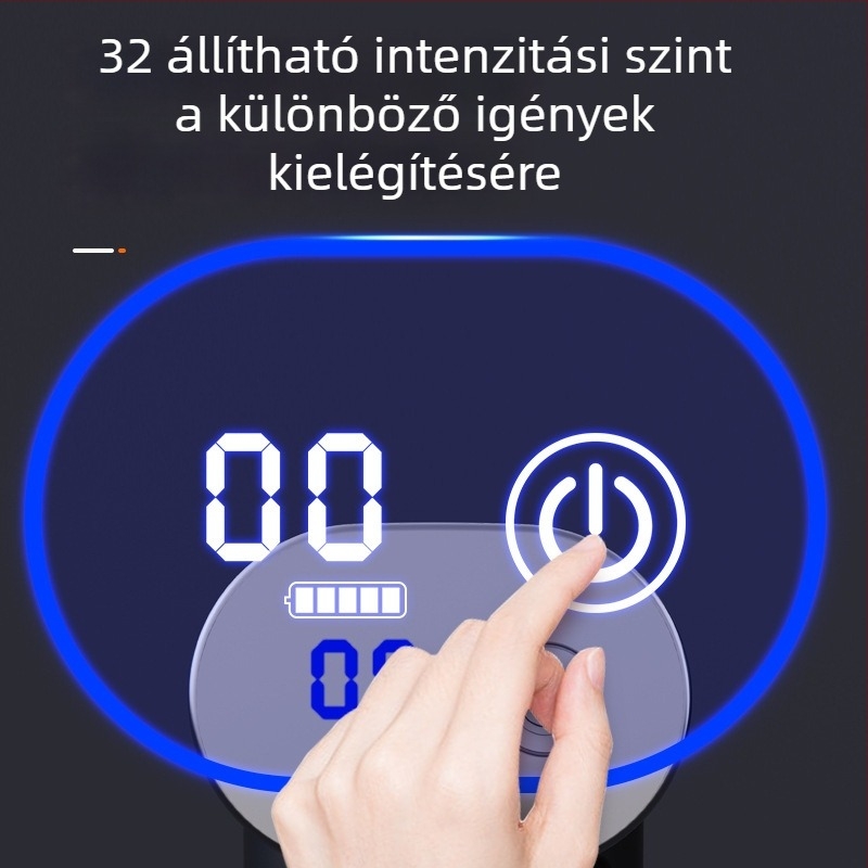 Tölthető hosszú nyélű fascia masszírozó hát- és lábizmok ellazítására – több formájú fejjel, otthoni használatra