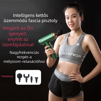 Elektromos miofasciális masszázspisztoly mély izommasszázshoz – magas frekvencia, csendes működés, ütéses masszázs a lábakhoz és a háthoz, vibrációs masszírozó készülék