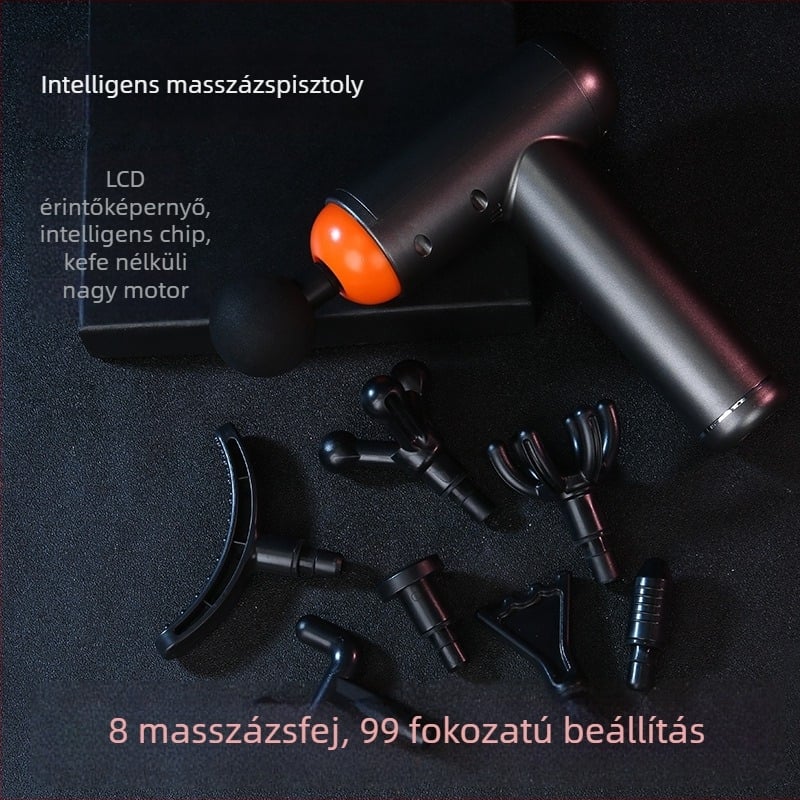 Elektromos miofasciális masszázspisztoly mély izommasszázshoz – magas frekvencia, csendes működés, ütéses masszázs a lábakhoz és a háthoz, vibrációs masszírozó készülék