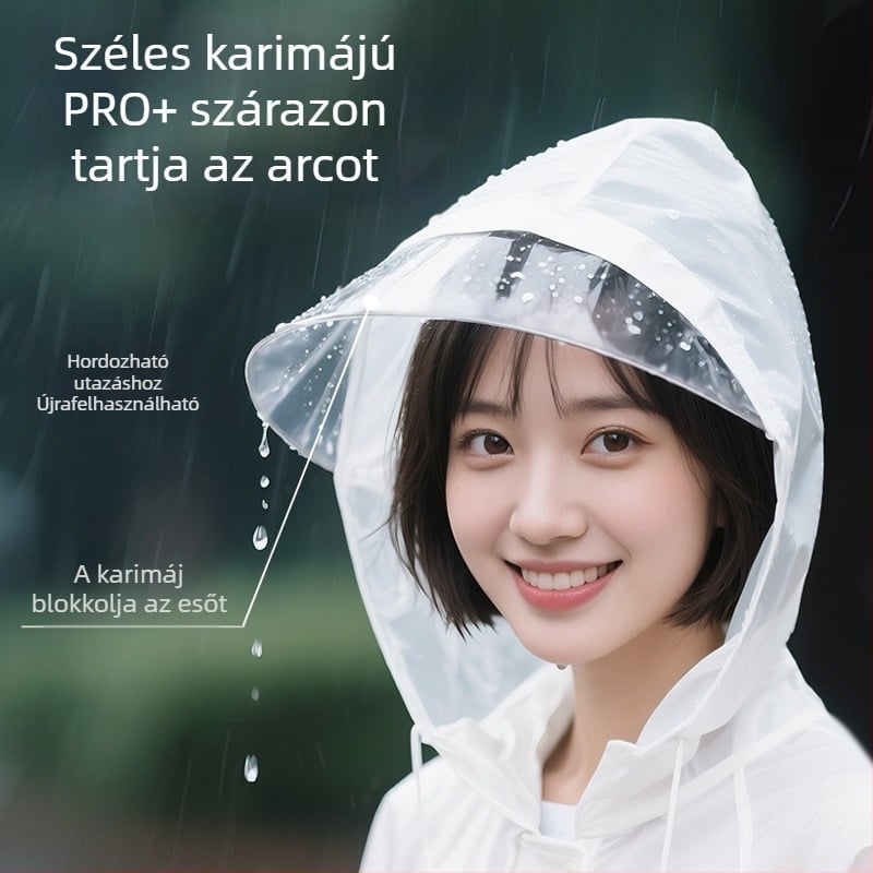 Felnőtt esőkabát karimával, hosszú, hordozható túrázáshoz és utazáshoz