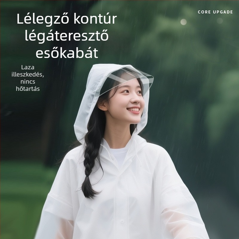 Felnőtt esőkabát karimával, hosszú, hordozható túrázáshoz és utazáshoz
