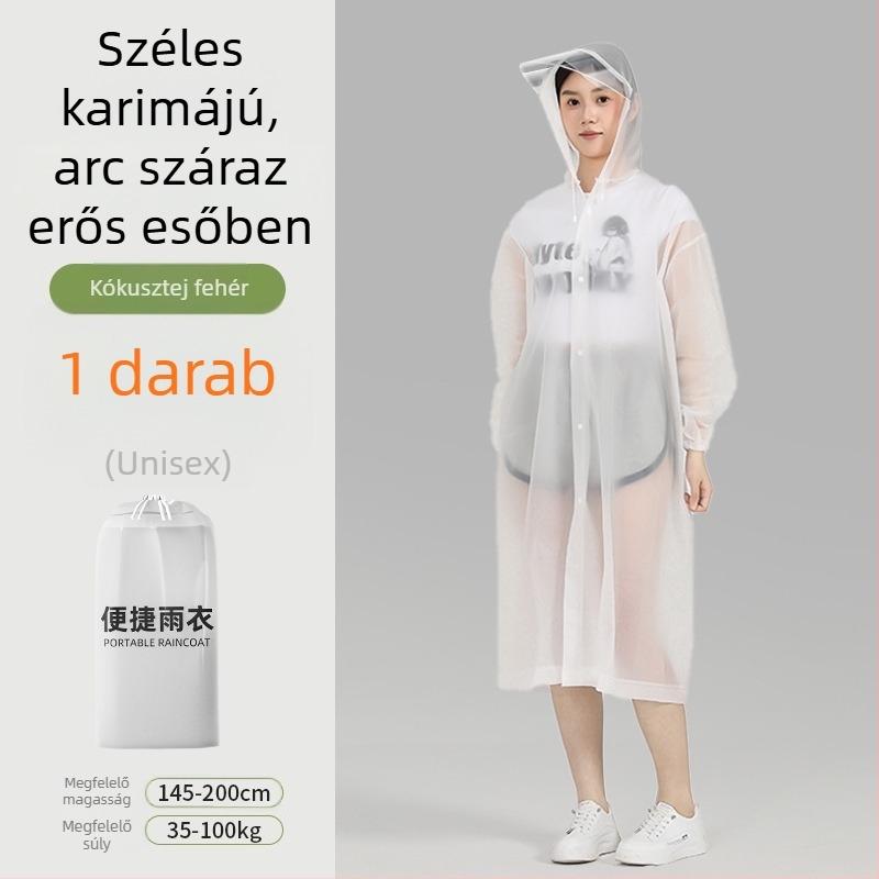 Felnőtt esőkabát karimával, hosszú, hordozható túrázáshoz és utazáshoz