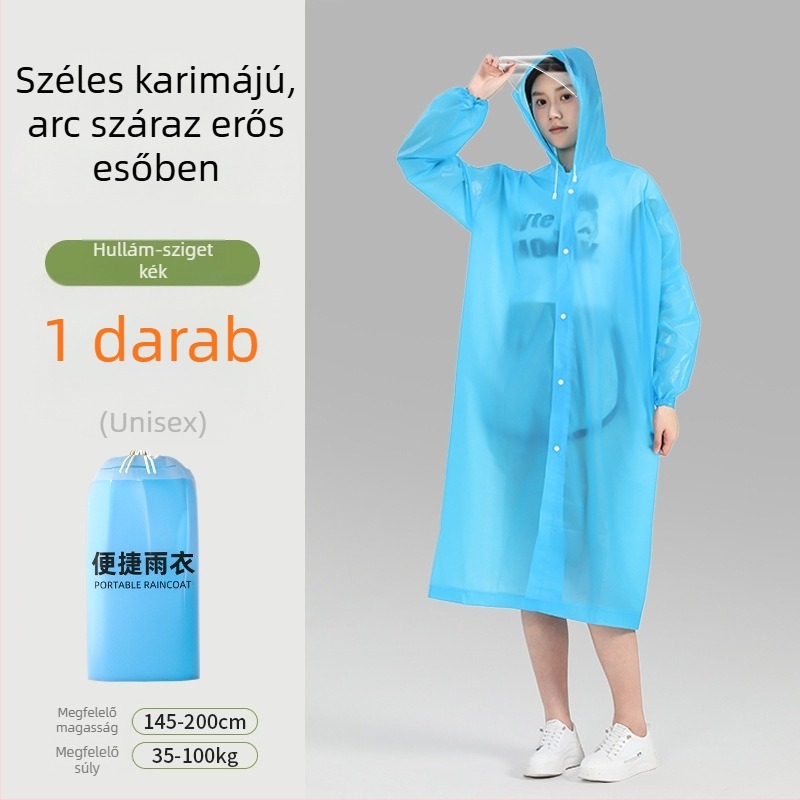 Felnőtt esőkabát karimával, hosszú, hordozható túrázáshoz és utazáshoz