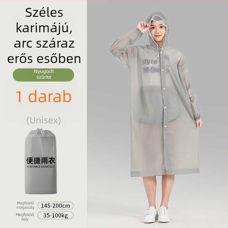 Felnőtt esőkabát karimával, hosszú, hordozható túrázáshoz és utazáshoz