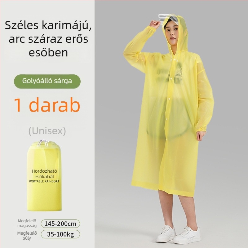 Felnőtt esőkabát karimával, hosszú, hordozható túrázáshoz és utazáshoz