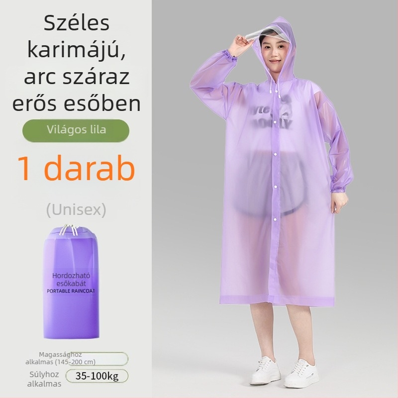Felnőtt esőkabát karimával, hosszú, hordozható túrázáshoz és utazáshoz