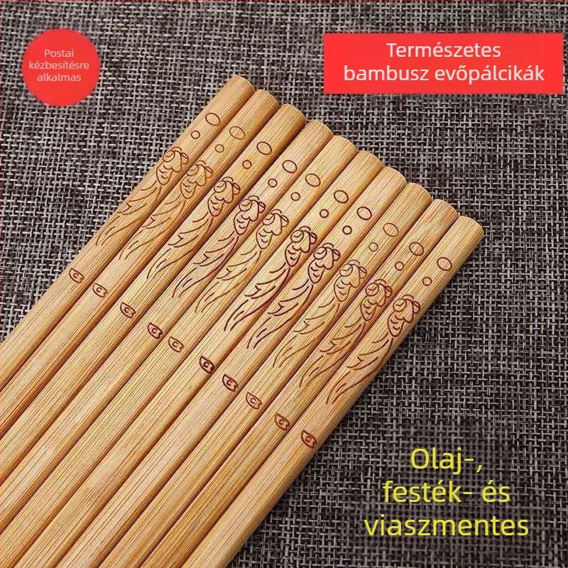 Bambusz evőpálcikák festék és viasz nélkül, szállodai és éttermi étkezőkészlet, családi kiszerelés