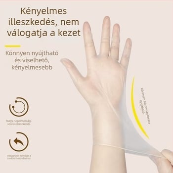 Egyszer használatos PVC vízálló kesztyűk szépségszalonok számára, pedikűrhöz, masszázshoz, testkezelésekhez és kozmetikai tetováláshoz.
