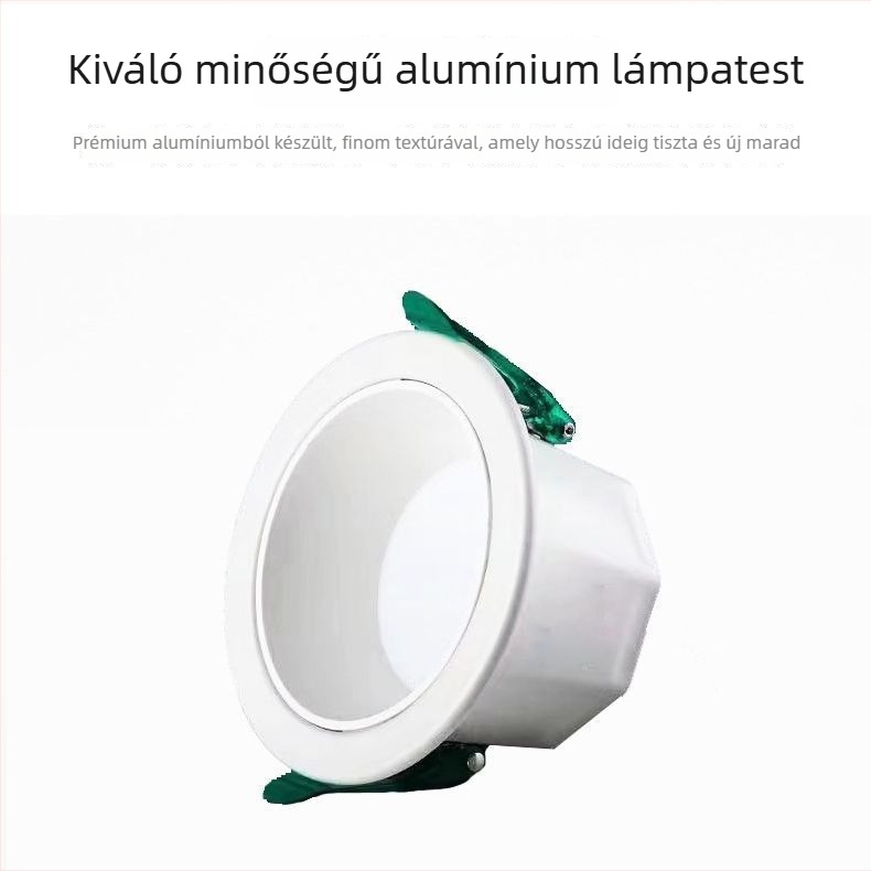 LED beépíthető downlight mély kupakkal, anti‑glare, kereskedelmi és nappali helyiségekhez, háromszínű dimmelhető spotlámpa, öntött alumíniumból