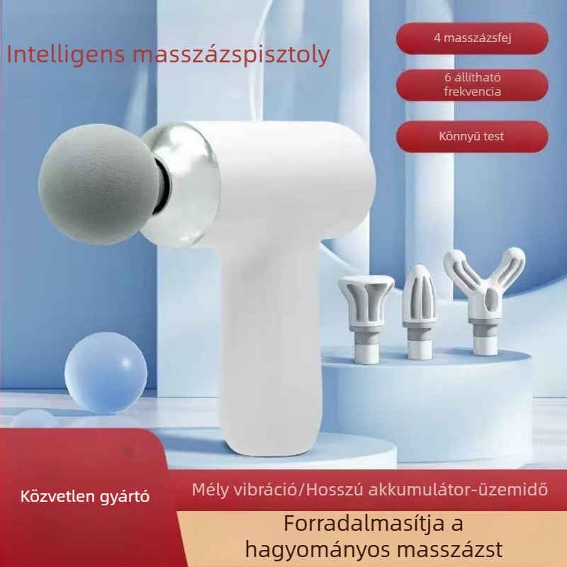 Mini masszírozó izomlazításra, hordozható fascia masszírozó a nyak és nyaki gerinc számára, 4 fej, alacsony zajszint
