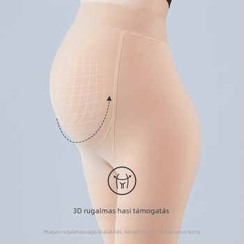 Kismama leggings hasi támasztással, állítható őszi–téli viselethez, lábak szabad láb hatású megjelenés, fleece-béléssel és vastag anyaggal, külső ruházatként is viselhető