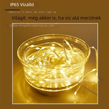 LED lámpák bőrfonatú vezetékekkel kültéri dekorációhoz, vízálló színes fényfüzér kertbe és teraszra, csillagos ég hatás