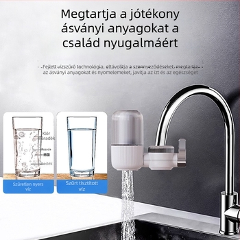 Konyhai csapra szerelhető vízszűrő cartridge, előre szerelhető, dupla kimenet, mosható