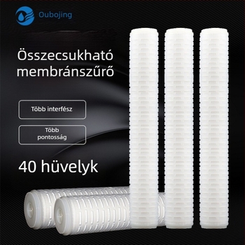 Összecsukható PP szűrőelem mikroporózus membránnal, nagy pontosságú 0,1 mm, 0,22/0,45 mm, síknyomásos típus, 10/20/30/40 hüvelyk