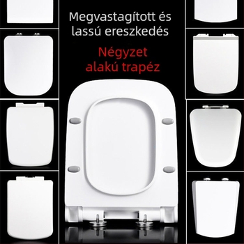 Négyzet alakú WC-fedél, univerzális, vastagodott és tartós, adaptálható trapezoid üléshez, ureá-formaldehid gyantából készült