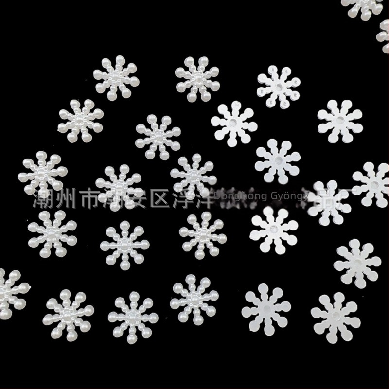 ABS hópehely patch DIY telefontok tokhoz – gyöngyházfény, krémszín, 14 mm, egyoldalas kiegészítő