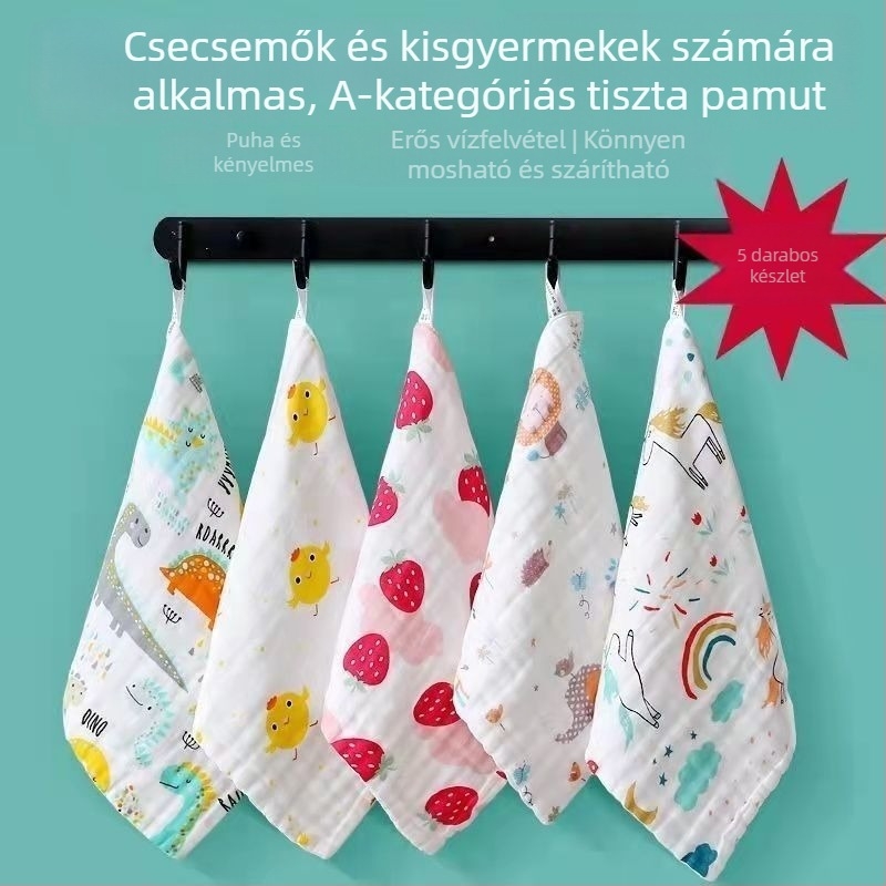 5 darab Seersucker 100% pamut intim tisztító törölköző nőknek, nedvszívó, szálmentes, puha, négyzet alakú