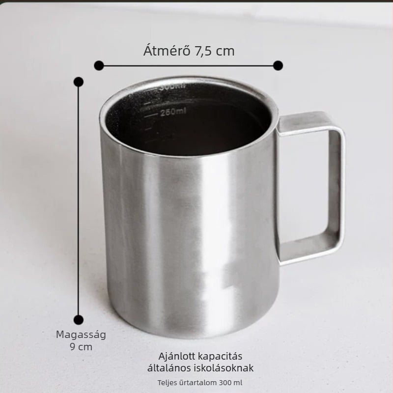 Élelmiszer-minőségű 316 rozsdamentes acélból készült bögre fedővel, dupla falú, gyerekeknek szánt tea, tej és kávéhoz