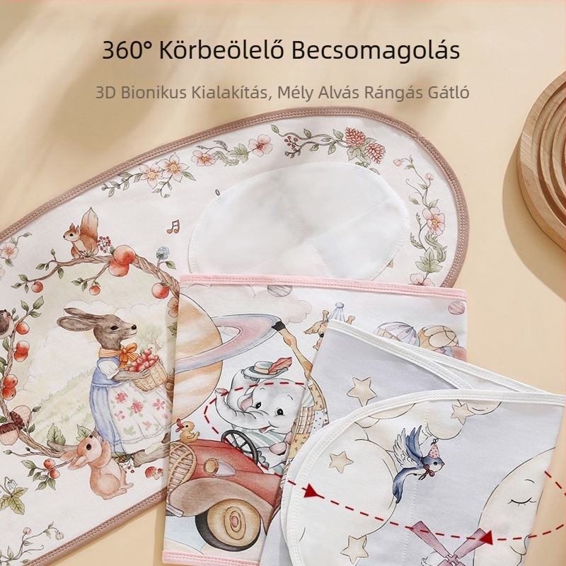 Újszülött: 100% pamut ölelő kendő Velcro-záróval, vékony, csendes alvózsák