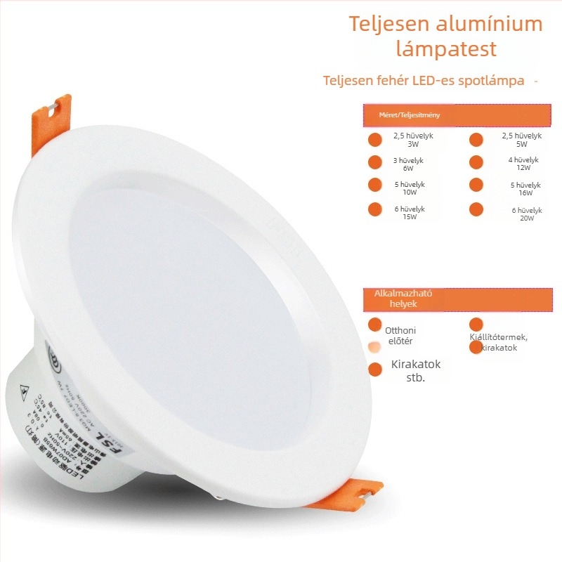 Foshan Lighting LED mennyezeti downlight, 8 cm-es nyílás, nappali plafon spotlámpa, 2.5 hüvelyk, 3W beépített fény
