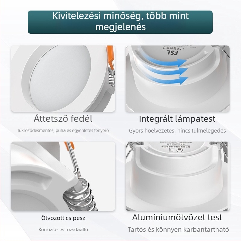 Foshan Lighting LED mennyezeti downlight, 8 cm-es nyílás, nappali plafon spotlámpa, 2.5 hüvelyk, 3W beépített fény