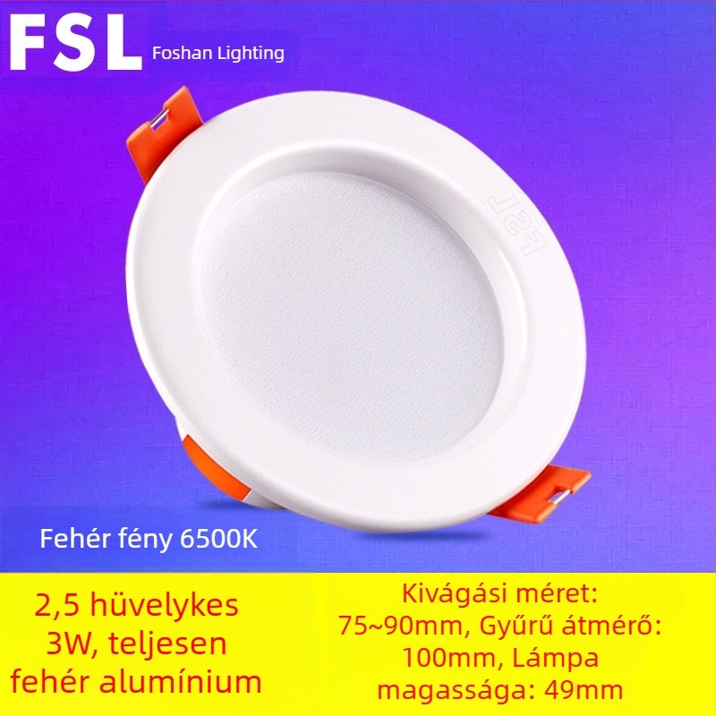 Foshan Lighting LED mennyezeti downlight, 8 cm-es nyílás, nappali plafon spotlámpa, 2.5 hüvelyk, 3W beépített fény