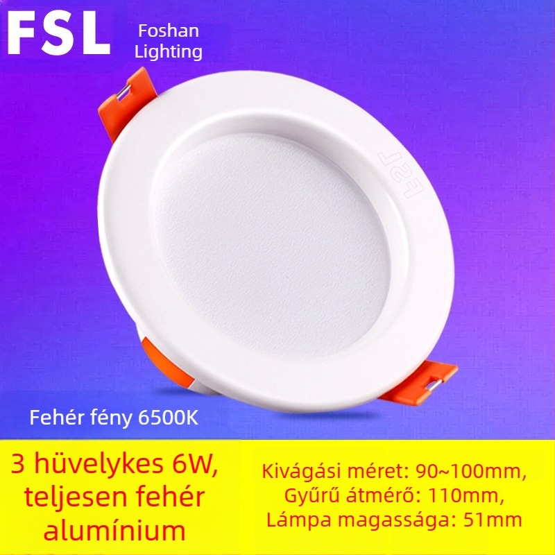 Foshan Lighting LED mennyezeti downlight, 8 cm-es nyílás, nappali plafon spotlámpa, 2.5 hüvelyk, 3W beépített fény