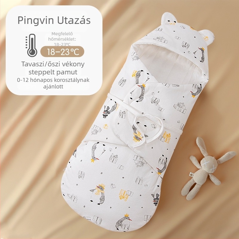 Pamutból készült újszülött alvózsák és beburkoló, vastag tavasz–ősz–tél, pillangó mintás