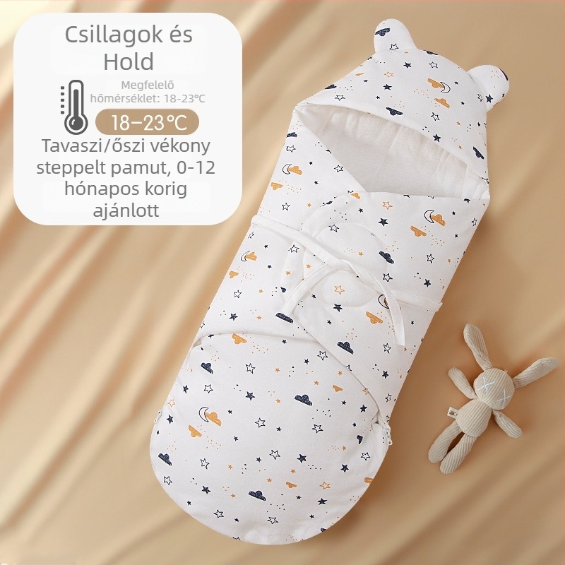 Pamutból készült újszülött alvózsák és beburkoló, vastag tavasz–ősz–tél, pillangó mintás