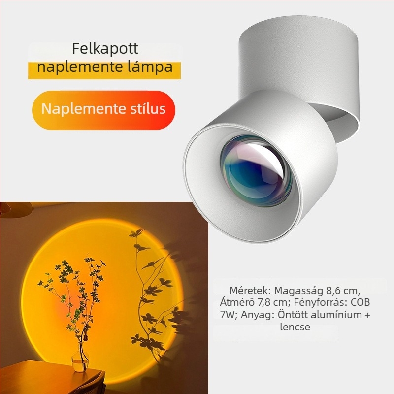 Beépített LED spotlámpa folyosóra és a nappaliba naplemente hangulattal, dekoratív falikép.