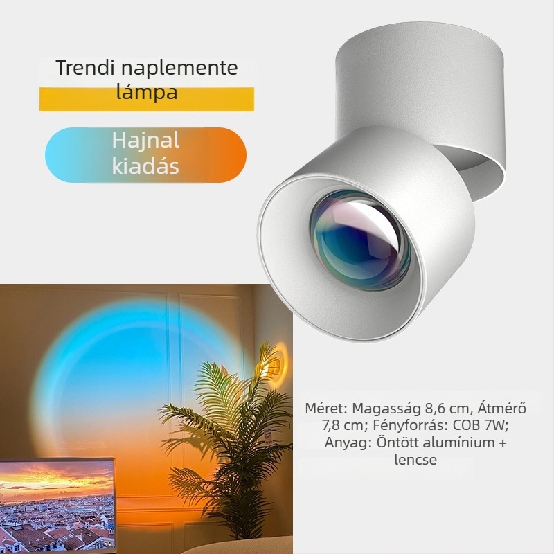 Beépített LED spotlámpa folyosóra és a nappaliba naplemente hangulattal, dekoratív falikép.