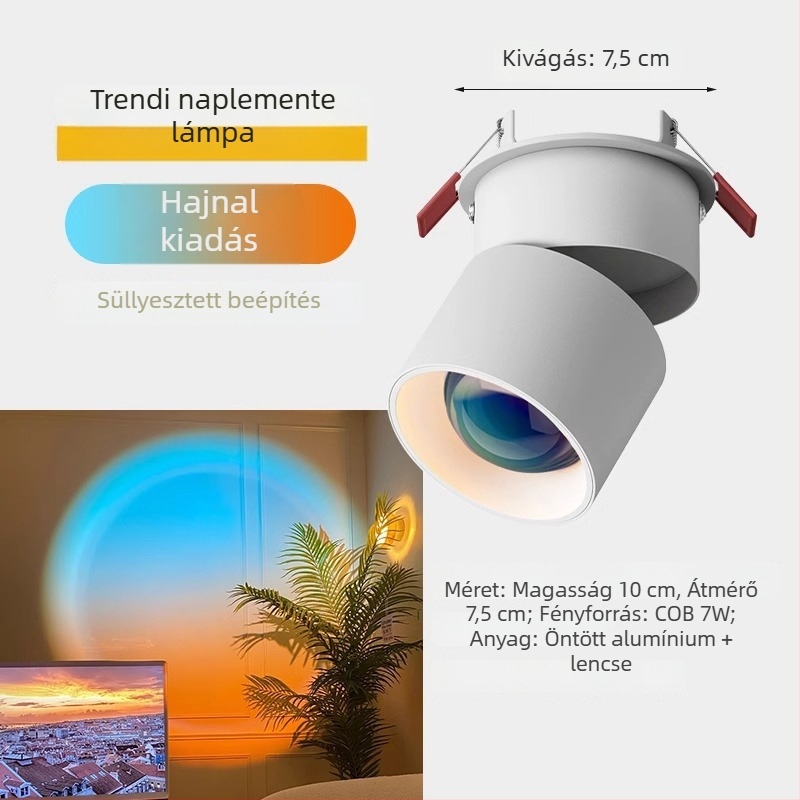 Beépített LED spotlámpa folyosóra és a nappaliba naplemente hangulattal, dekoratív falikép.