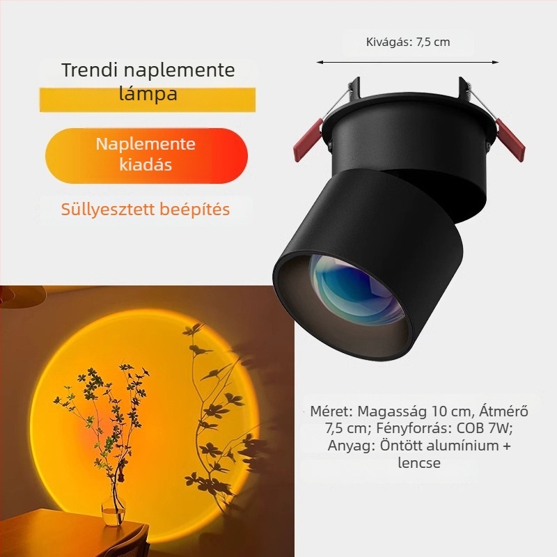 Beépített LED spotlámpa folyosóra és a nappaliba naplemente hangulattal, dekoratív falikép.