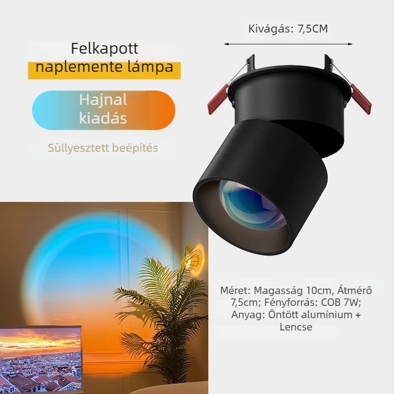 Beépített LED spotlámpa folyosóra és a nappaliba naplemente hangulattal, dekoratív falikép.