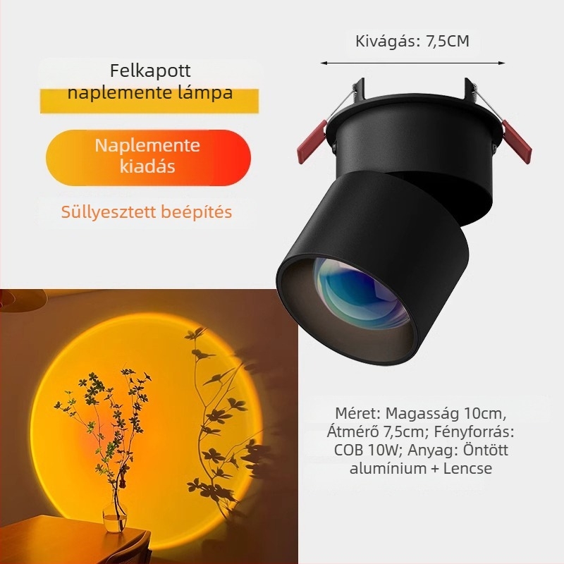 Beépített LED spotlámpa folyosóra és a nappaliba naplemente hangulattal, dekoratív falikép.