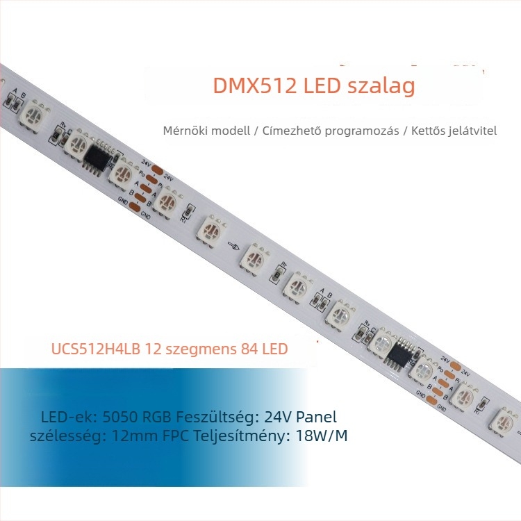 DMX512 LED-szalag, alacsony feszültség, teljes színű 5050 RGB LED-ek, programozható kültéri hajlékony LED-szalag