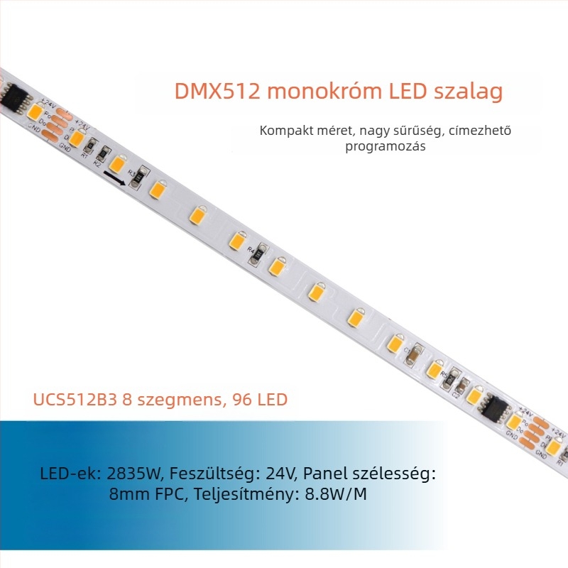 DMX512 LED-szalag, alacsony feszültség, teljes színű 5050 RGB LED-ek, programozható kültéri hajlékony LED-szalag