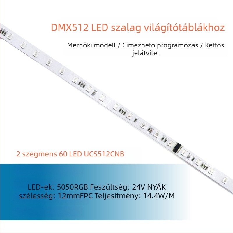 DMX512 LED-szalag, alacsony feszültség, teljes színű 5050 RGB LED-ek, programozható kültéri hajlékony LED-szalag