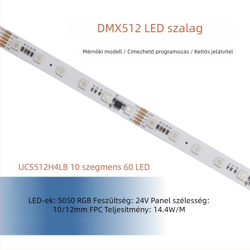 DMX512 LED-szalag, alacsony feszültség, teljes színű 5050 RGB LED-ek, programozható kültéri hajlékony LED-szalag