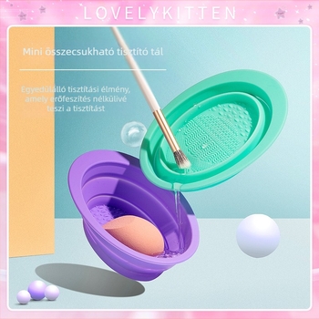 Lovelykitten Szilikonból készült sminkecset tisztító, összecsukható tisztító tál, szépségápolási eszköz