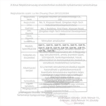 Yas GLS-74 Otthoni Vércukormérő hangos útmutatással, kódmentes GLM-74 tesztcsík detektor