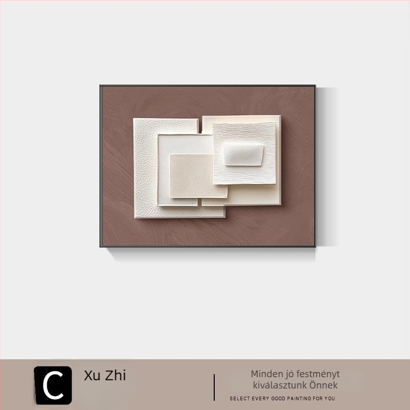 Absztrakt keretes dekoratív festmény villanyóraszekrény fedésére, minimalistán modern stílusban